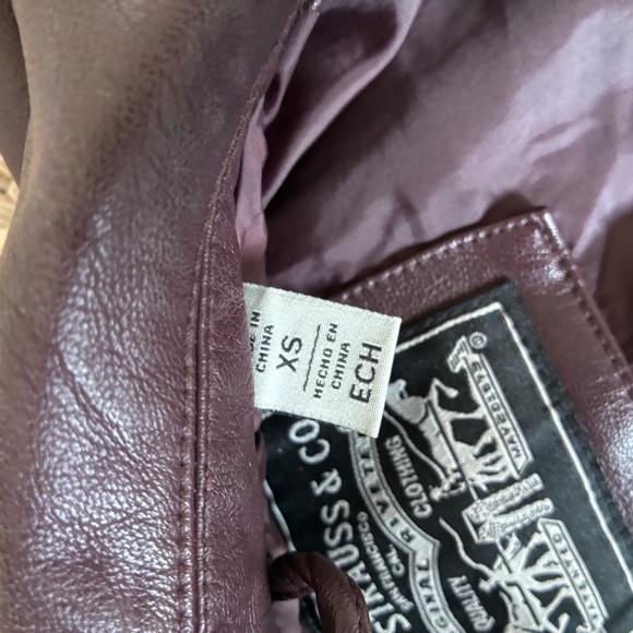 Levi's Faux Leather Moto Jacket XS Burgundy - Picture 10 of 10